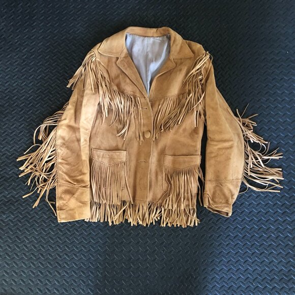 VINTAGE Jo-o-Kay BROWN SUEDE LEATHER WESTERN FRINGE JACKET Yellowstone Style - Picture 1 of 5